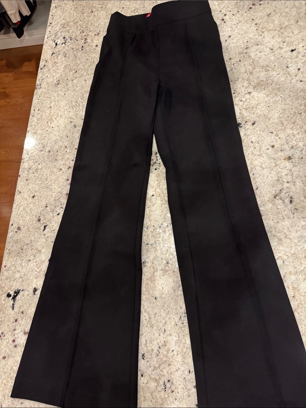 SPANX Black Boot-Cut Ponte Pants with Front Seams